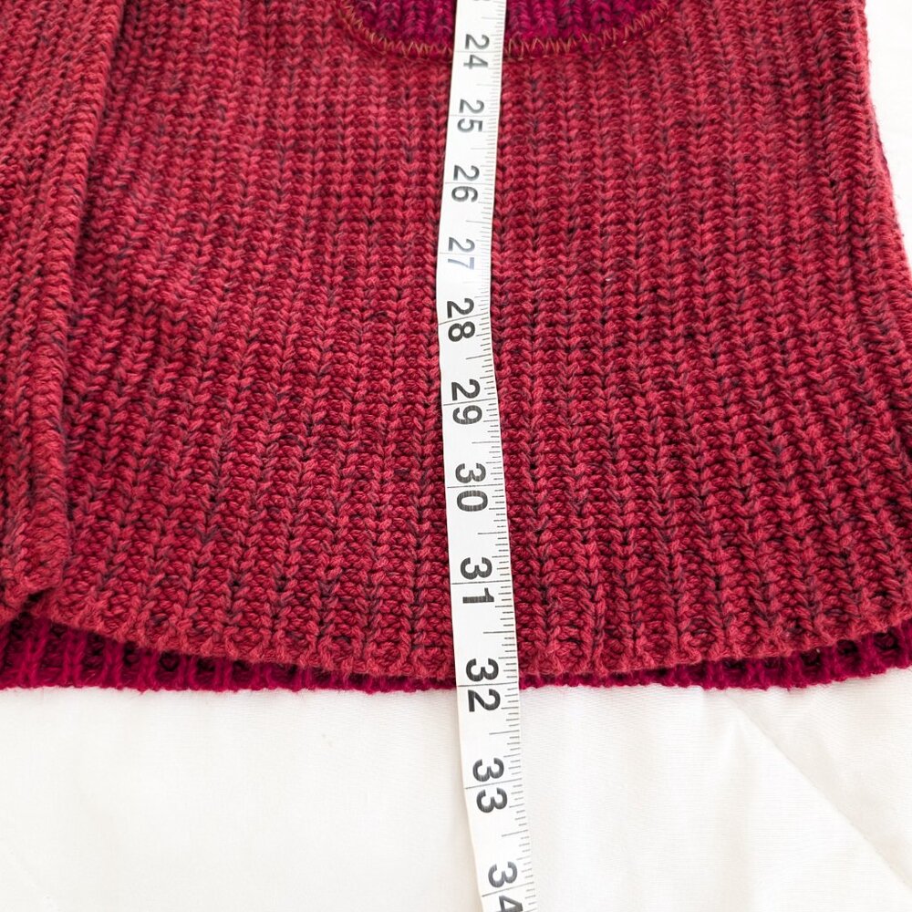 MARGARET WINTERS Cardigan S Red Brown Color Block Longline Button Front Sweater‎ - Picture 12 of 15